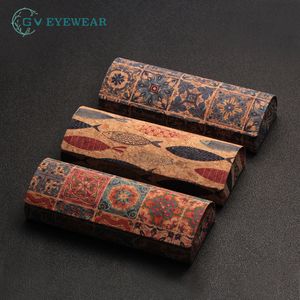 Sunglasses Cases Japan Style PressureResistant Antique Cork Mural Retro Glasses Case Portable Magnetic Myopia Storage Sunglassex Box for Unisex 230519