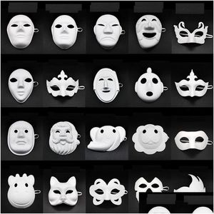 Partymasken Papier Diy Maske Weiß Malerei Halloween Chirstmas Kinder Kreativ Garten Drop Lieferung Hausgarten Festliche Lieferungen Dh9Fo