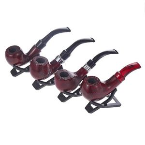 Latest Red Wood Smoking Pipe With Holder Mahogany Tobacco Cigarette Herbal Filter Tips Pipes Tool Accessories 4 Styles