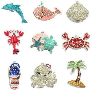 Pendants 10pcs/bag Ocean Theme/Shell/Dolphin/Lobster/Crab/Whale/Squid/Tree/Slipper ...Summer Pendant For Summery Kids Necklace Design