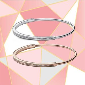 Bangles 2022 Fall New 100% High Quality S Sterling Sier Classic Pave Id Bracelet Women's Fashion Original Wild Jewelry Gift