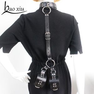 Necklaces New Vintage Gothic Faux Leather Collar Big Ring Necklace Set Sexy Goth Harness Harajuku Punk Bondage Statement Choker For Women