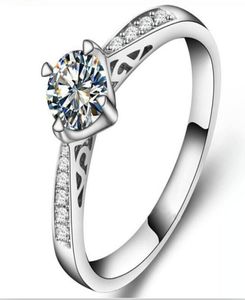 US GIA Certified 1 CT Moissanite förlovningsringar 18K Vitt guld Simulera diamantringar för kvinnors vita guld ring5131820
