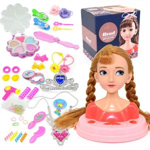 Beauty Fashion Kids Fashion Toy Children Makeup Pretend Playset Styling Head Doll Hairstyle Beauty Game with Hair Dryer Birthday Gift For Girls 230520