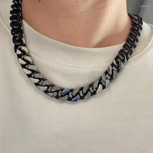 Chains Cuban Men Necklace Black Bold 2023 Punk Charm Jewelry Stainless Steel Birthday Gift Japan Korea Wholesale