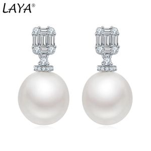 Knoten LAYA Shell Perle Ohrringe Für Frauen Reine 925 Sterling Silber Glänzend Weiß Zirkonia Elegante Luxus Edlen Schmuck 2022 Trend