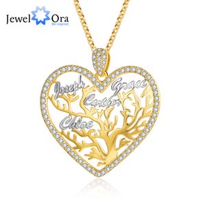 Necklaces Customized Multiname Mixed Color Heart Necklace Personalized Family Tree of Life Nameplate Pendant Jewelry Gift for Women