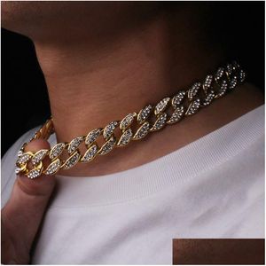 Pendant Necklaces Hip Hop Bling Fashion Chains Jewelry Mens Gold Sier Miami Cuban Link Chain Diamond Iced Out Chian Drop Delivery Pen Dhsum