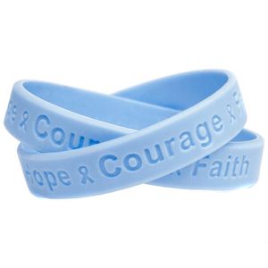 Bangle Obh 50pcs Esperança coragem Faith Silicone Bracelet Bracelet Degosou a conscientização do câncer