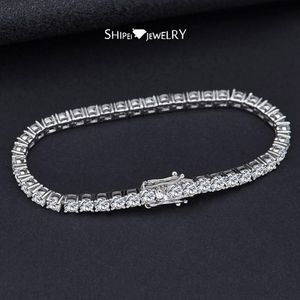 Bangle Shipei Hip Hop 925 Sterling Silver 3/4/5/6/7 mm作成されたMoissanite Gemstone Tennis Chain Wedding Bracelet Fine Jewelry Wholesale