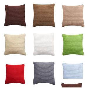 Poduszka z dzianiny wełniany samochód dzianinowy 45x45cm szydełka sofa poduszka er świąteczna dekoracje domowe upuszczenie dostawy ogrodu tkaniny beddi dhs2l