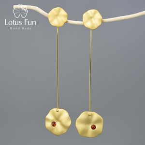 Knot Lotus Fun 18K Gold Lotus lämnar dingle örhängen riktiga 925 Sterling Silver Natural Handgjorda fina smycken örhängen för kvinnor Bijoux