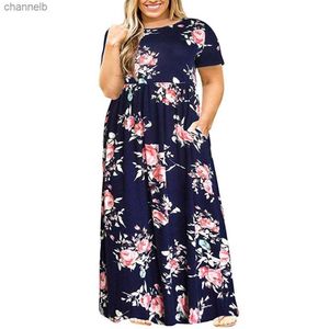 Casual Dresses Big size Dress Women Summer Large Size Short Sleeve Print Wear-Resistant Long Dress Plus Size Fat MM Women Clothing Maxi Dress L230520