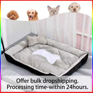 犬小屋のペンスーパーソフトソファ犬ベッド防水底犬小屋フリース暖かいベッドマットのための大きな犬のための長方形冬のペット猫家