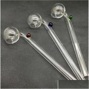 Smoking Pipes Hand Oil Burner Glass Pipe Clear Tubes Color Point 6.29 Inch Pyrex Nail Tips Tobcco Dry Herb Big Ball Wat Dh7Aq