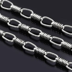 Polish Six Pearl Necklace Stainless Steel Cuban Link Chain Men Woman Necklaces Punk Rock Bracelet Jewelry Finding Chains Width 13mm 1M