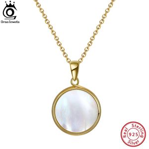 Collane ORSA JEWELS Collana con conchiglia naturale in argento sterling massiccio 925 per le donne Ragazze Collana con pendente in pietra preziosa alla moda GMN12