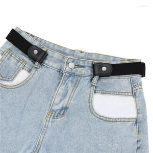 Bältesspännande bälte för Jean Pantklänningar mode ingen spänne stretch elastisk midja kvinnor/män utbuktar krångel rem