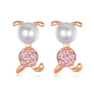 New Fashion Cute Rabbit s925 Sterling Silver Stud Earrings Women Luxury Brand 3A Zircon Freshwater Pearl Earrings Charming Female Earrings High-end Jewelry Gift