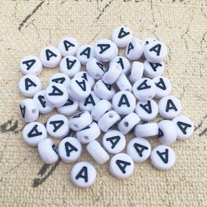 Crystal Free Shipping 3600 pcs Flat Round Shape Acrylic Letter Alphabet Beads Jewelry White Color 4*7mm Acrylic Letter Initial A Beads