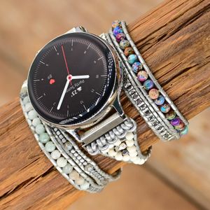 Zincir Sıcak Satış Ürün Moda Doğal Taşlar Samsung Saat kayışı İmparator Taş Wrap Saat Grubu El Yapımı Boho Watch Band Toptan