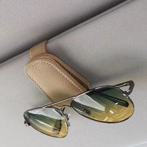 Sunglasses Cases Multifunctional car glasses clip frame cowhide interior sun visor storage box sunglasses card bill 230519