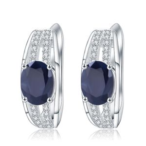 Örhängen Gem's Ballet 925 Sterling Silver Gemstone Earrings 3.32Ct Natural Blue Sapphire Classic Studörhängen för kvinnor Fina smycken