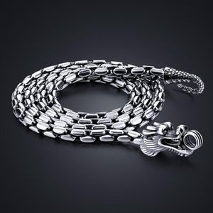 Halsband mode 100% 925 sterling silver halsband män vintage thailändskt silver 5 mm 22 2426 tum drake kedja pojke punk hiphop smycken