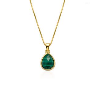 Collane con ciondolo Forma Waterdop Malachite Pirite Moonstone Labradorite Collana in pietra naturale da donna Ottone