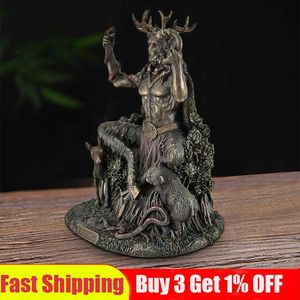 Nyhetsartiklar Cernunnos Horned Animal God Sculpture Harts Landscape Underworld Figurine Staty Home Office Shop Decoration Ornament G230520