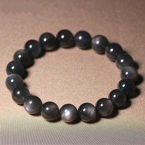 Braccialetti Naturale Nero Sunstone Pietra di luna Perline trasparenti Bracciale in cristallo Donna Uomo Nero Pietra di luna Gioielli 7mm 8mm 9mm 10mm AAAAA