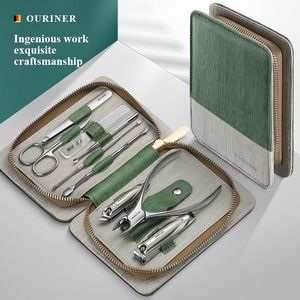 Tırnak Manikür Seti Yüksek Kalite 9 Arada 1 Profesyonel Pratik Kit Deri Kılıf Paslanmaz Çelik Clippers Kişisel Bakım Aracı 230520