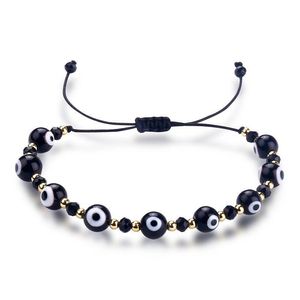 Kette Mode Regenbogen Kristall Perlen Blau Evil Eye Link Armband Für Männer Frauen Paar Anpassen Seil Glück LGBT Freunde Hand Braid Jewelr Dh7Rb