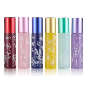 Packing Bottles 10Ml Printed Glass Roller Travel Portable Per Essential Oil Bottle Mini Aron Color Empty Bottling Drop Delivery Offi Dhety