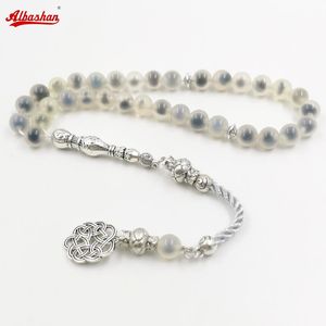 Armreif Tasbih Neue Sorten weißer Achat innen schwarzer Achat muslimische Gebetsperle islamische Misbaha Accessoires türkischer Schmuck Eid Geschenk