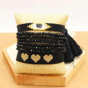 Pulseiras de pulseiras zhongvi para mulheres e mal o olho maligno de cristal preto pulsera tassel bracelete bileklik presente artesanal amor bijoux jóias