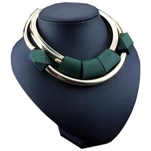 Halsband afrikansk vintage stil guldhalsband minnesminnes smycken tillbehör timmer smycken charm kvinnor överdrivna stora halsband