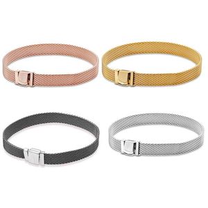 Braccialetti Serie di riflessione CALDA Bracciale PAN Argento reale Maglia di oro rosa Catena per fascino fai da te Fare gioielli per le donne Regalo 2022 Tendenza