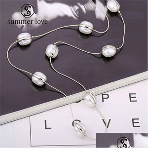 Pendant Necklaces Fashion Imitation Pearl Bead For Women Bride Bridesmaids Engagement Long Chains Party Jewelry Gift Drop De Dhsce