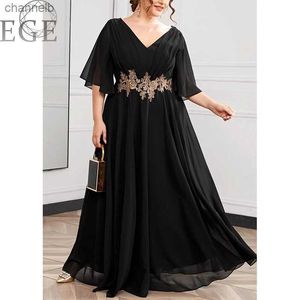 Casual klänningar plus storlek Chiffonklänningar för kvinnor långa 4xl5xl Ever Pretty Women's Elegant V-Neck Sequin Plus Size Size aftonklänningar L230520