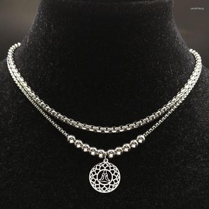 Collane con ciondolo Yoga Buddha Namaste Simbolo Collana Acciaio inossidabile Fiore di loto della vita Gioielli a strati Colar Masculino Prata