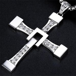 Halsband snabbt och rasande Dominic Torettos Cross S925 Silver Pendant Halsband Big Size Pendant for Men Christmas Gift