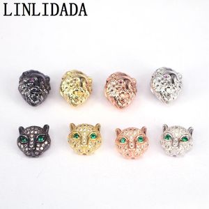 Koraliki 20pcs Lopard /Lion Head Koralik Mikro Pave Cubic Zirkonia CZ Kry koraliki do biżuterii Bransoletka Mix Kolor Spacer Charm High Qualit