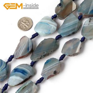 Crystal 2030mm GEMinside Blue/ Red Color Natural Freeform Faceted Twist Banded Agates Loose Beads For Jewelry Making DIY Strand 15"
