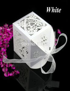 まったく新しい200pcsset love heart Wedding party fave table sweets candy boxes with ribbon 7 colors9335907