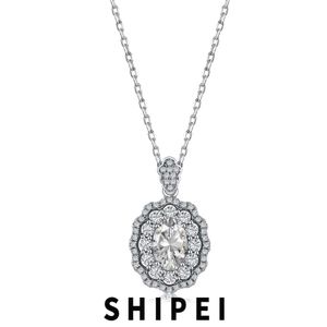 Collane SHIPEI Classic 925 Sterling Silver Ovale 1.5 CT Rubino Bianco Zaffiro Collana con pendente in pietra preziosa per le donne Gioielleria raffinata all'ingrosso