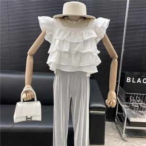 T-shirt da donna Fashion Designer Style Sweet Ruffle Sleeve Top Temperamental Square Neck Back Lace Up TopWomen's Women's Women's