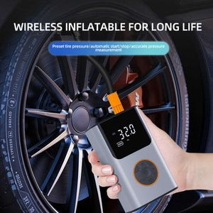 Bil Portable Wireless Handheld Car Tire Inflator Air Pump Tire Compressor 0.2-150 PSI 4 Nozles Mini Power Bank 4000mAh med USB