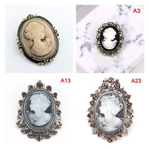 New Crystal Rhinestone Lady Vintage Cameo Victorian Style Wedding Party Women Pendant Brooch Pin 13 Styles