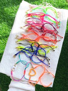 Brazalete 20 piezas más nuevo cordón ajustable colorido cuerda tejida para conectores dijes pulseras joyería fabricación hallazgos